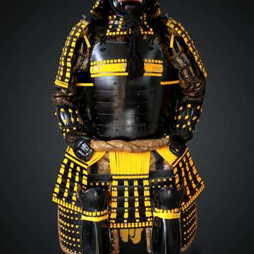 Yamamoto Kansuke Yellow & Black Samurai Armor Tosei Gusoku Style Demon Maedate Black Armor Yellow Cords